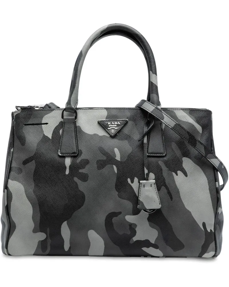 Prada Hobo Bags Medium Saffiano Lux Camouflage Galleria Double Zip grau Grau