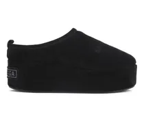 Suede Calf Leather Slippers With Thick Platform So schwarz