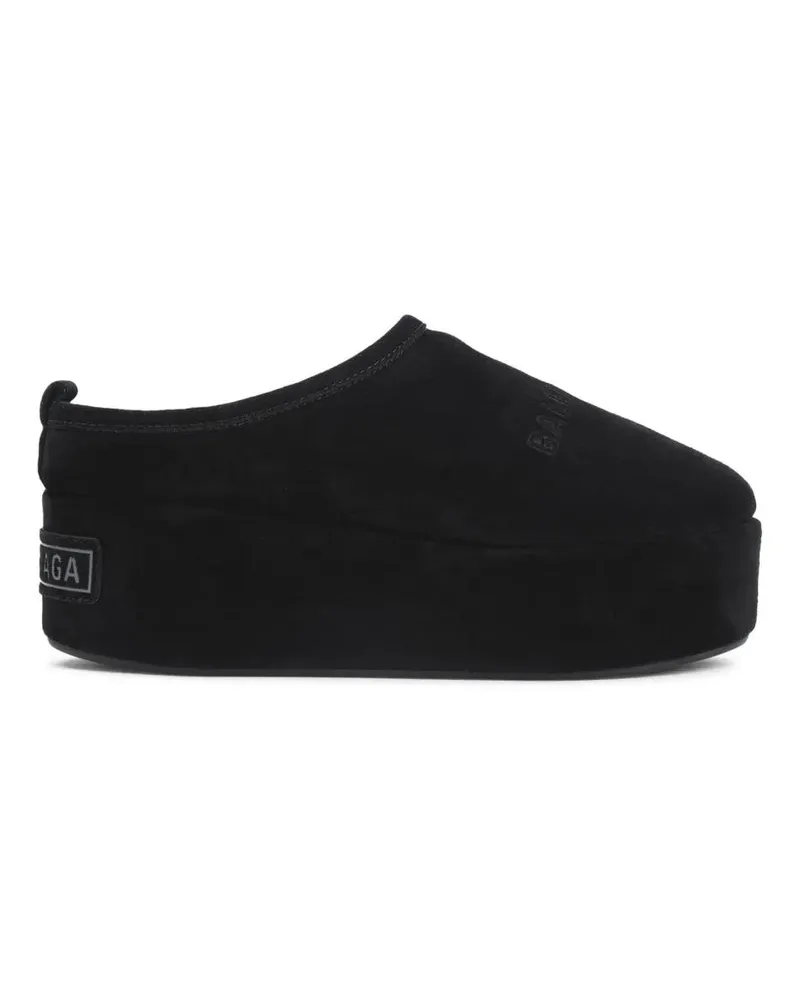 Balenciaga Suede Calf Leather Slippers With Thick Platform So schwarz Schwarz