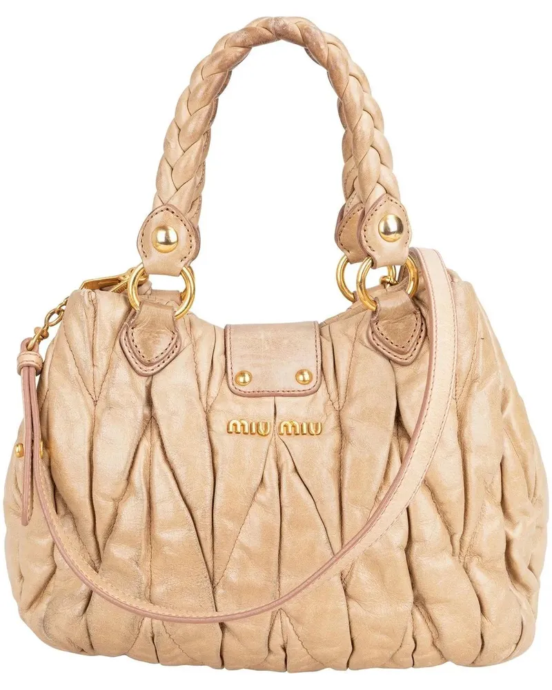 Miu Miu Crossbody Bags  Quilted Leather City Handbag beige Beige