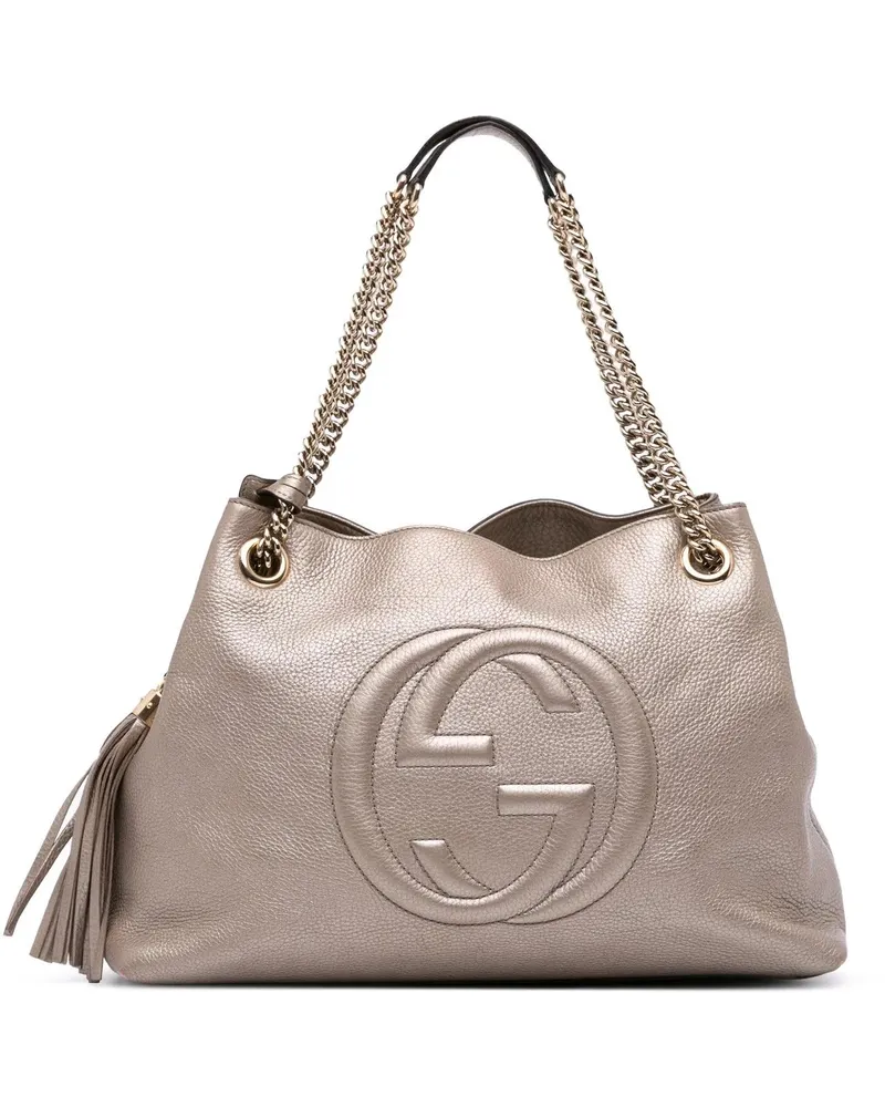 Gucci Shopper Medium Metallic Leather Soho Chain Tote goldfarben Gold