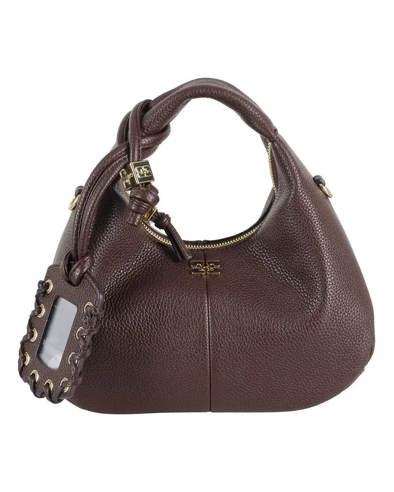 Ganni Crossbody Bags Dames Hobo Mini Grained grau Grau