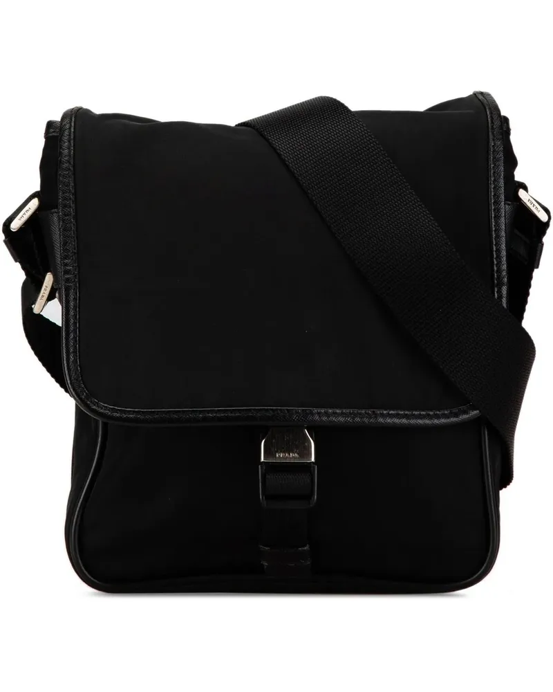 Prada Hobo Bags 2010-2023 Tessuto Buckle Messenger Bag schwarz Schwarz