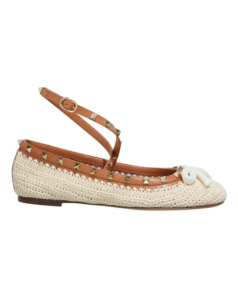 Valentino Garavani Loafer Rockstud Crochet Ballerinas beige Beige