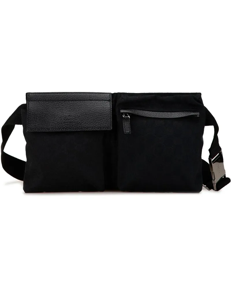 Gucci Bauchtaschen GG Canvas Double Pocket Belt Bag schwarz Schwarz