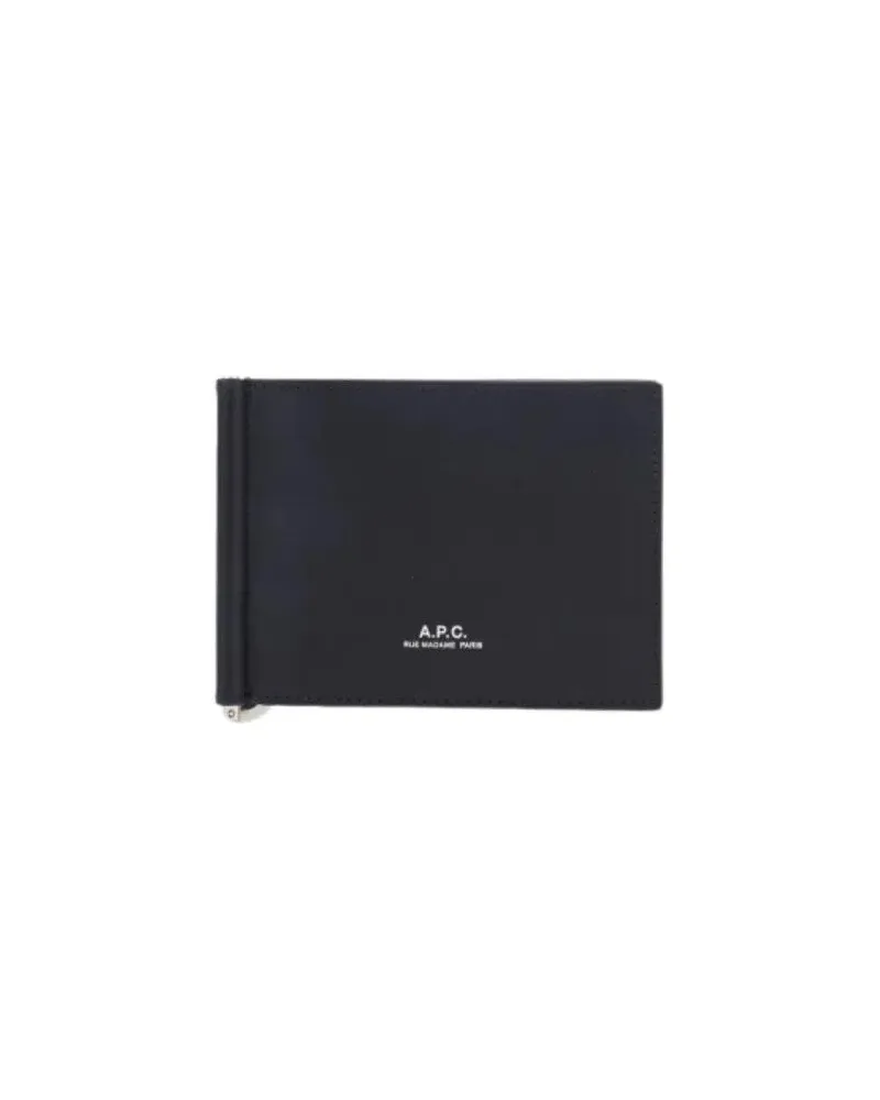 A.P.C. Portemonnaies Black Leather Card Holder schwarz Schwarz