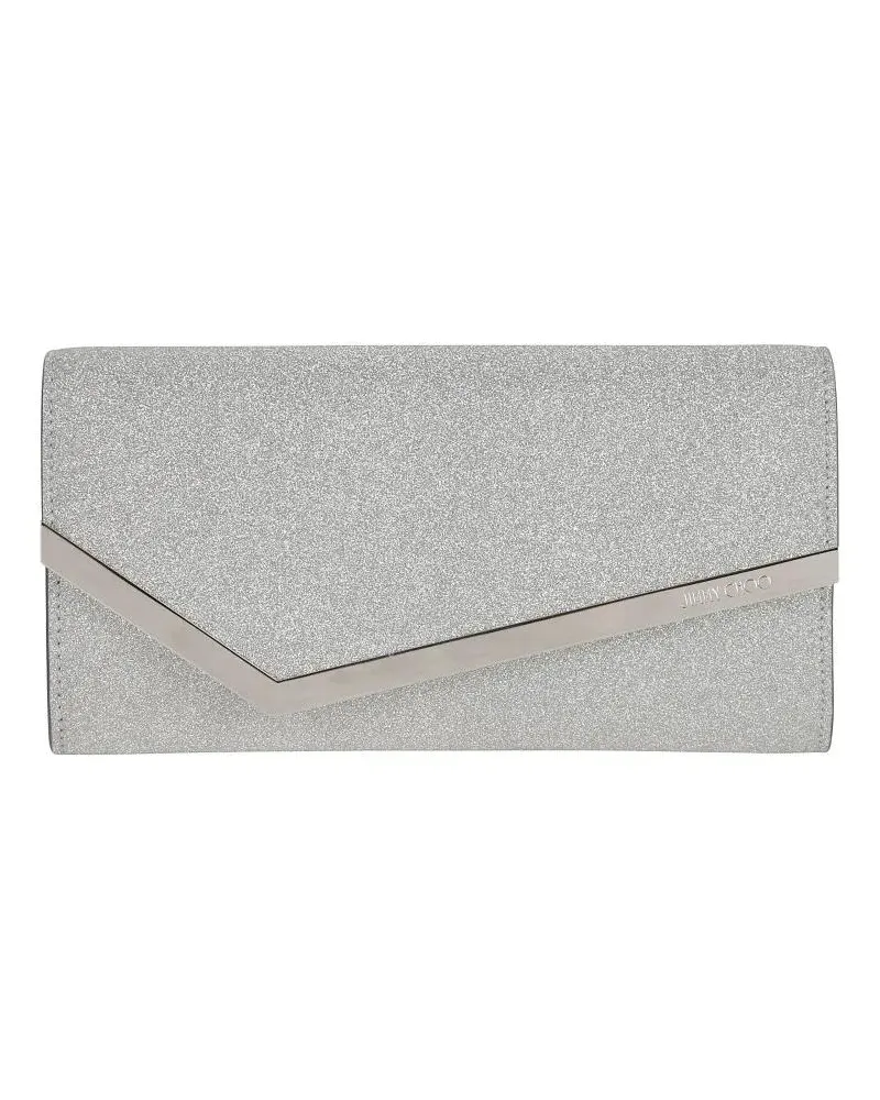 Jimmy Choo Clutches Fine Glitter Leather Emmie Bag silberfarben 