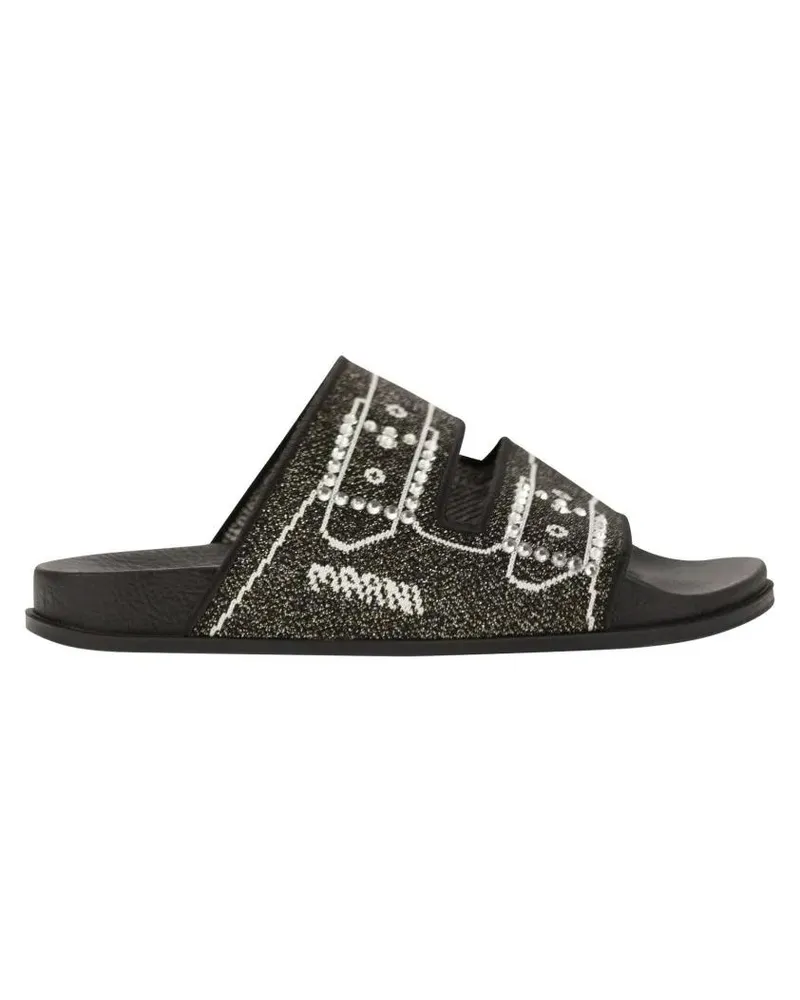 Marni Sandalen Jacquard Design Sandals With Anatomical Rubber Ins schwarz Schwarz