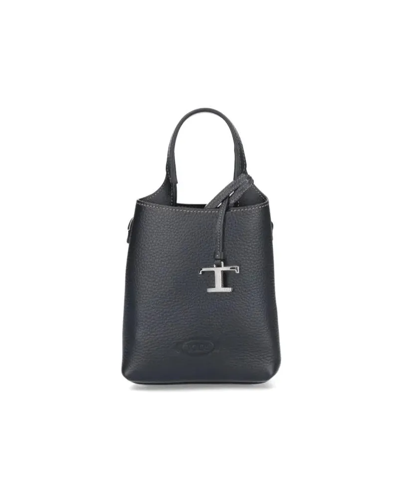 TOD'S Crossbody Bags Structured Pebbled Texture Bag With Silver-Tone Ha schwarz Schwarz