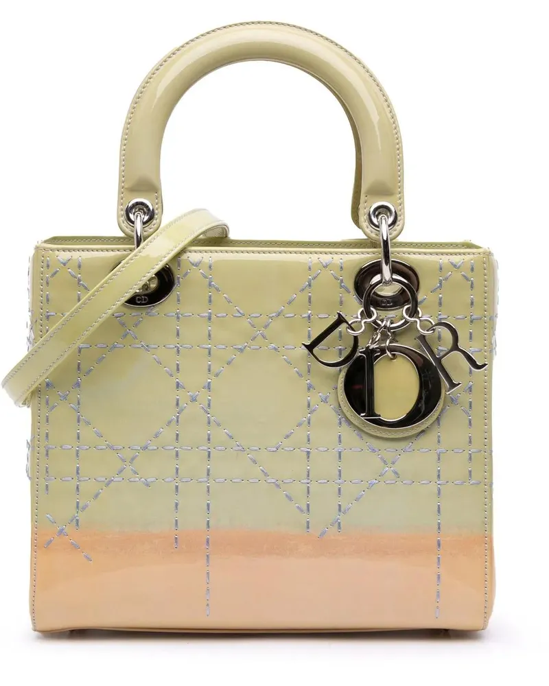 Dior Hobo Bags Medium Ombre Patent Cannage Lady Dior grün Grün