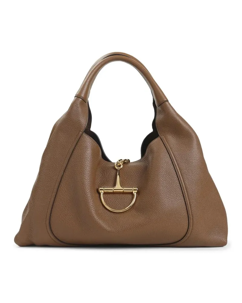 Gucci Hobo Bags Soft-Structured Shoulder Bag With Gold-Tone Stirru braun Braun