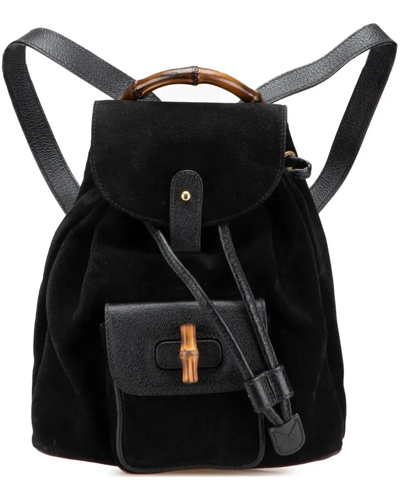 Gucci Rucksäcke Suede Bamboo Backpack schwarz Schwarz