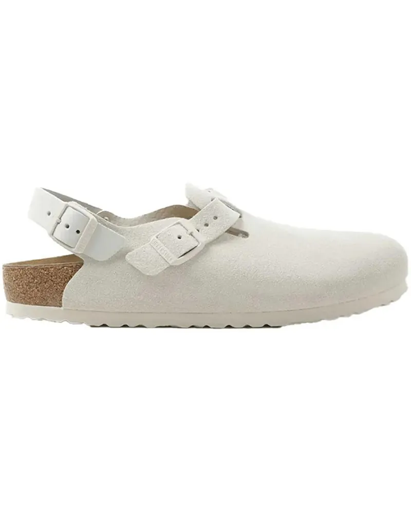 Birkenstock Slipper & Pantoletten TOKIO II SUEDE ANTIQUE WHITE weiß Weiß