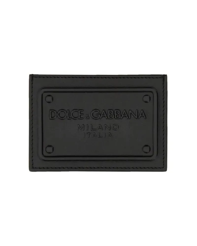 Dolce & Gabbana Portemonnaies Leather Card Holder With Logo schwarz Schwarz