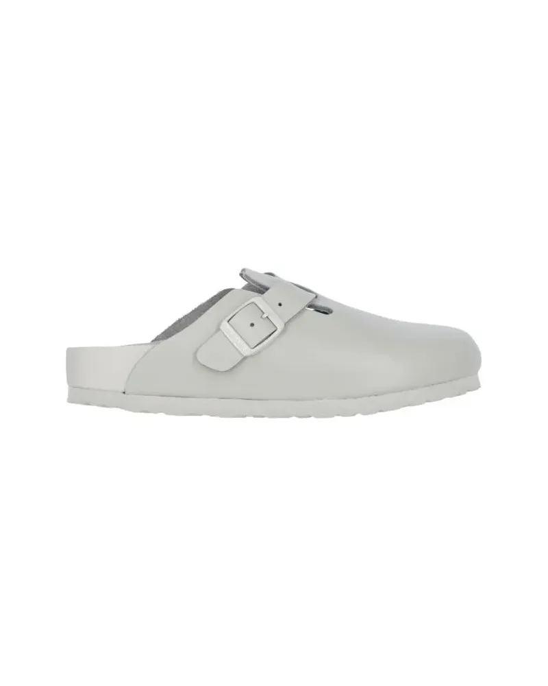 Birkenstock Slipper & Pantoletten "Boston" Grey Leather Mules grau Grau