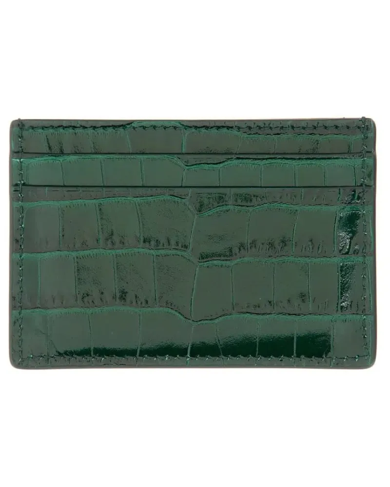 Tom Ford Portemonnaies Crocodile-Embossed Leather Card Holder grau Grau