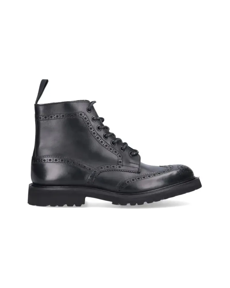 Tricker's Stiefel Round Toe Brogue Leather Boots schwarz Schwarz