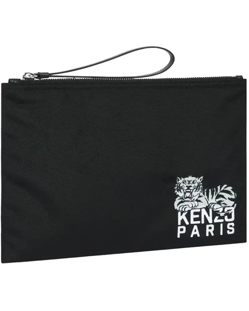 Kenzo Clutches Rectangular Black Polyester Pouch schwarz Schwarz