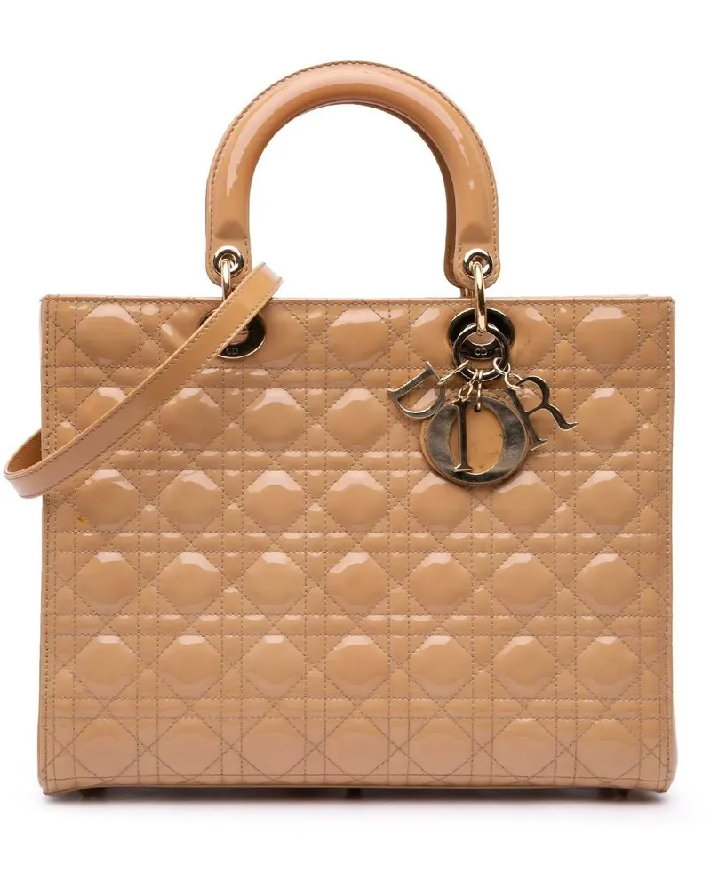 Dior Hobo Bags 2011 Large Patent Cannage Lady Dior braun Braun