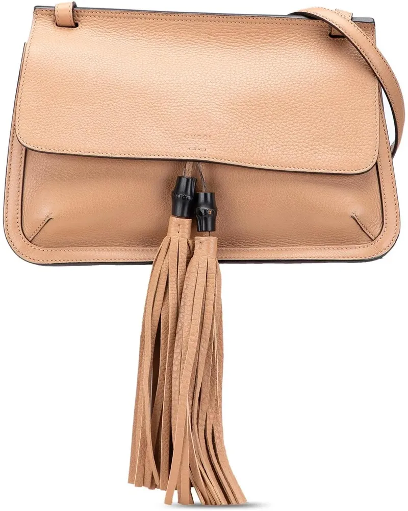 Gucci Hobo Bags Medium Leather Bamboo Daily Crossbody braun Braun