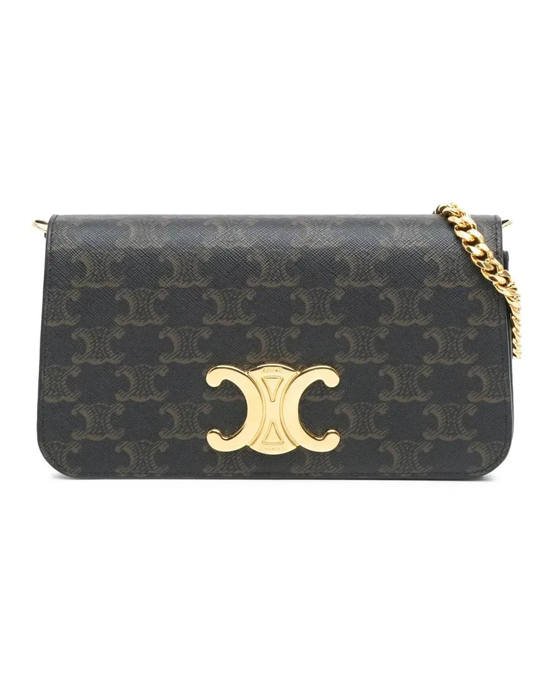 Celine Hobo Bags Triomphe Coated Canvas Triomphe Multi Pochette Sat braun Braun