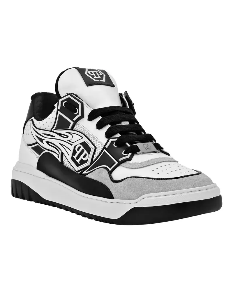 Philipp Plein Low-Top Sneaker Mix Leather Lo-Top Sneakers Strass Hexagon weiß Weiß