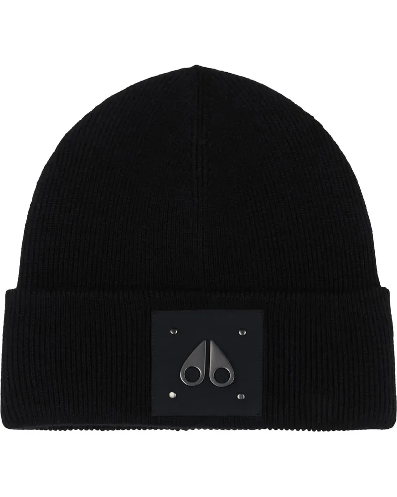 Moose Knuckles Caps & Mützen Logo Icon Beanie Black schwarz Schwarz
