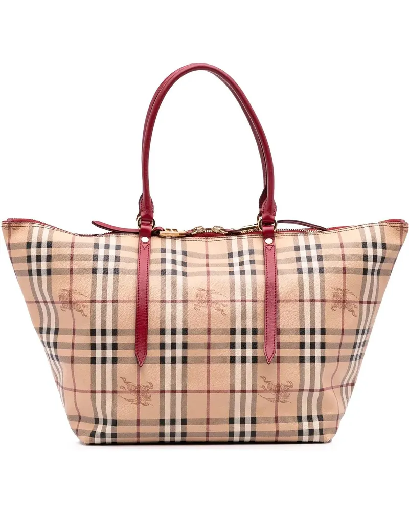 Burberry Shopper Medium Haymarket Check Coated Canvas Salisbury Tot braun Braun