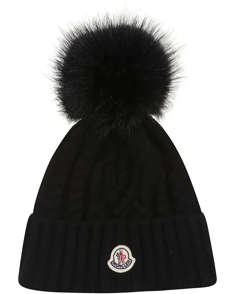 Moncler Caps & Mützen Tricot Beanie Black schwarz Schwarz