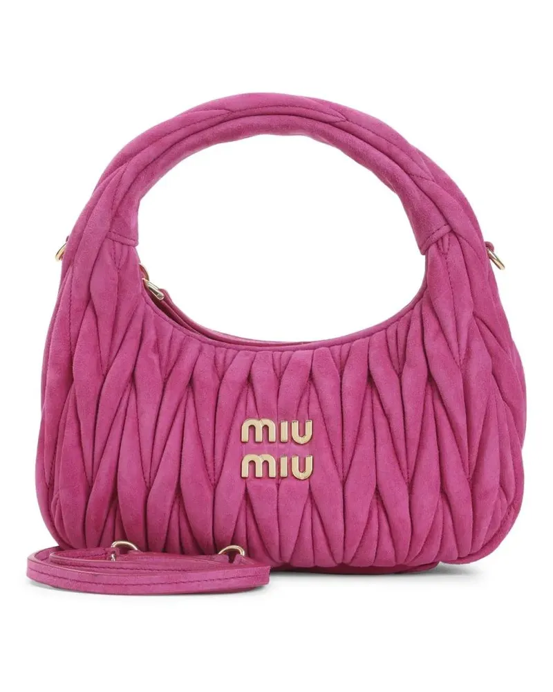 Miu Miu Hobo Bags Matelassé Suede Leather Wander Shoulder Bag pink Rosa