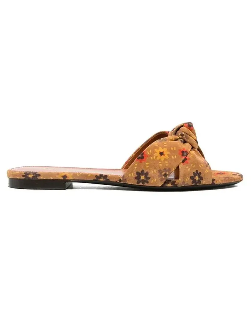 Saint Laurent Sandalen Bianca Knotted Suede Slides braun Braun