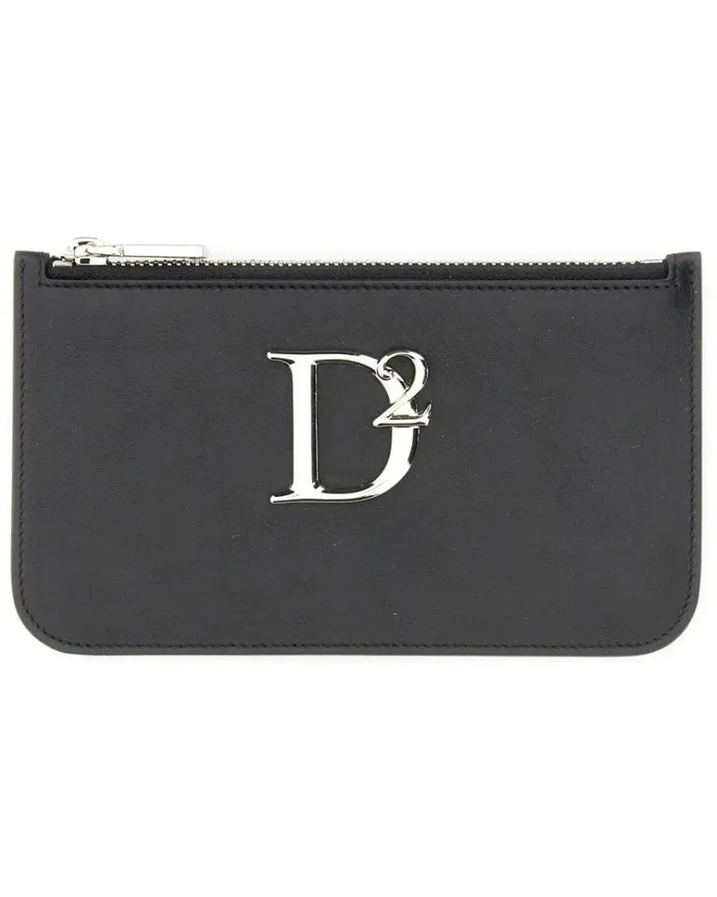 Dsquared2 Clutches Rectangular Leather Pouch grau Grau