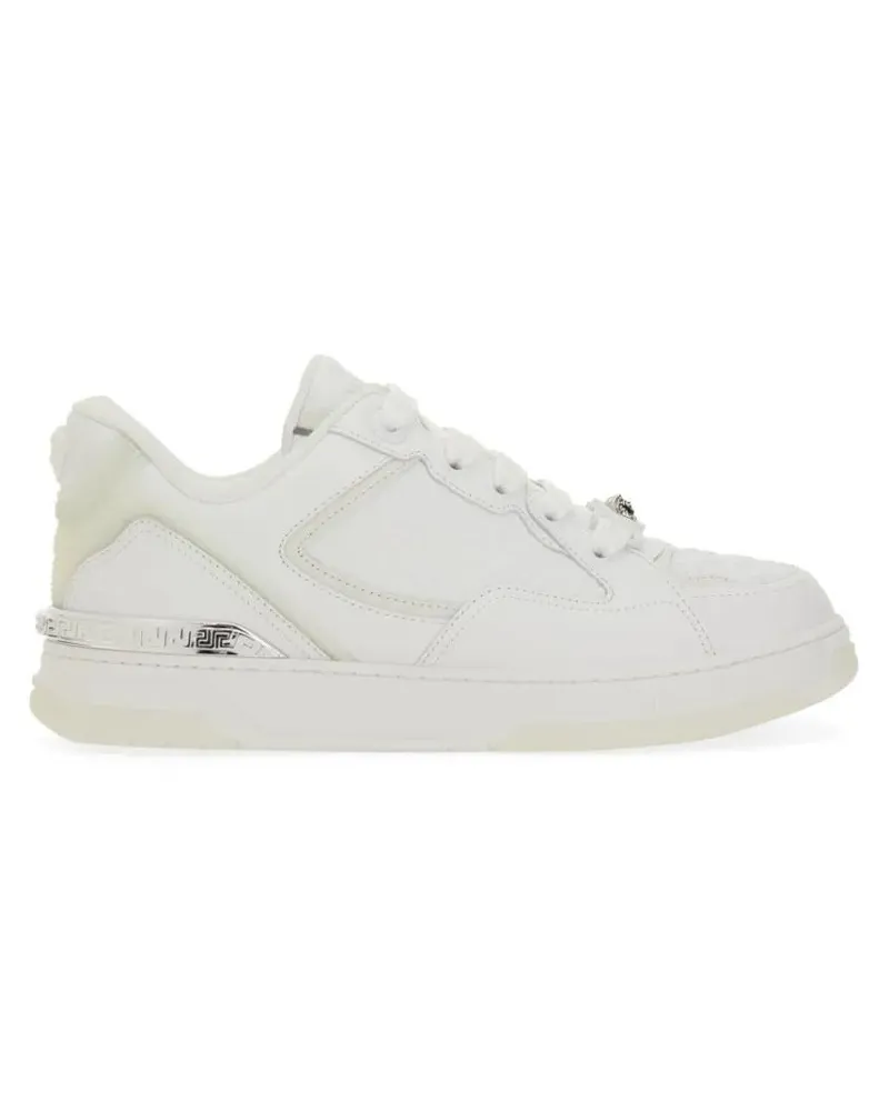 Versace Low-Top Sneaker Textured Leather Sneakers weiß Weiß