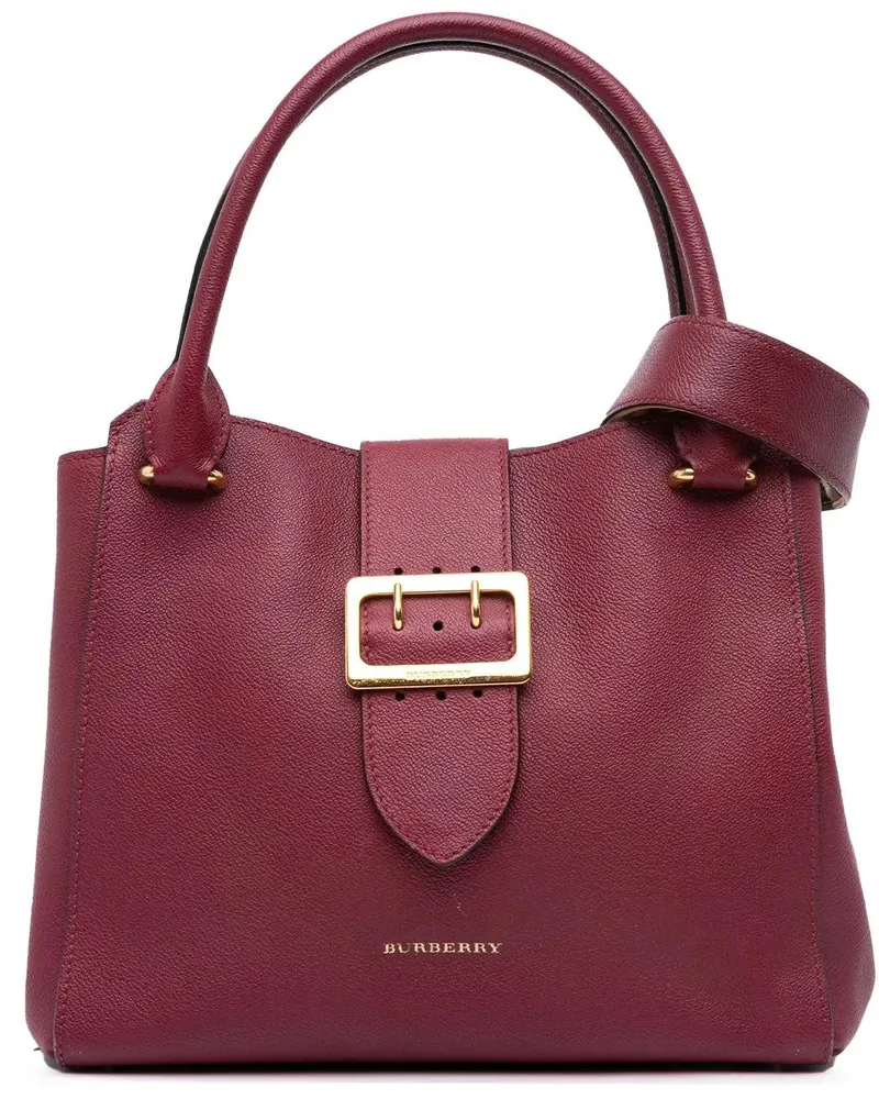 Burberry Hobo Bags Medium Grained Calfskin Buckle Tote rot Rot