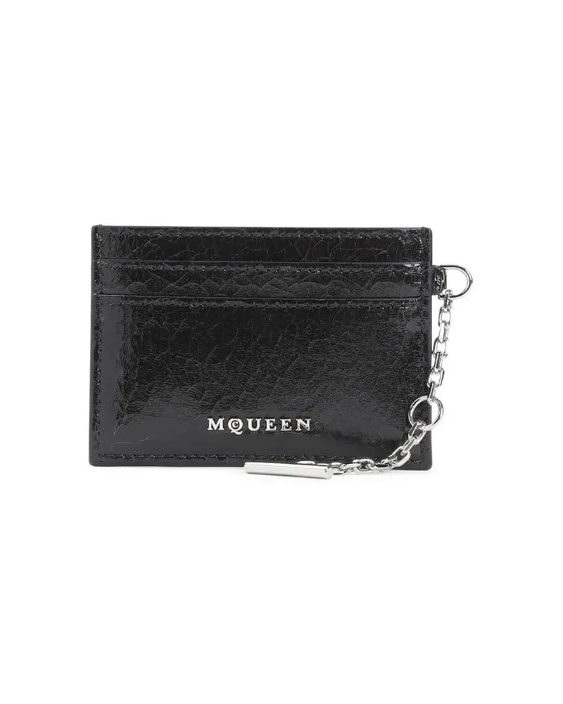 Alexander McQueen Portemonnaies Leather Wallet With Compact Design And Chain Detai schwarz Schwarz