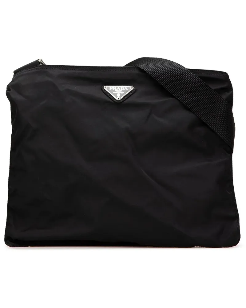 Prada Hobo Bags 2000-2013 Tessuto Zip Top Crossbody schwarz Schwarz