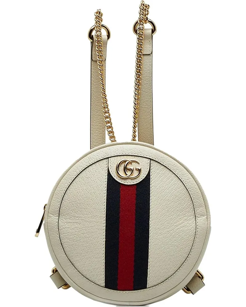 Gucci Rucksäcke 2016-2023 Mini Leather Round Ophidia Backpack weiß Weiß