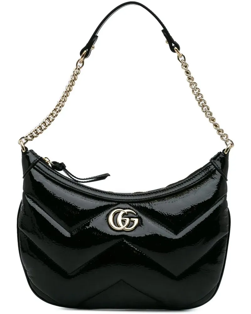 Gucci Hobo Bags 2016-2024 GG Marmont Matelasse Patent Shoulder Bag schwarz Schwarz