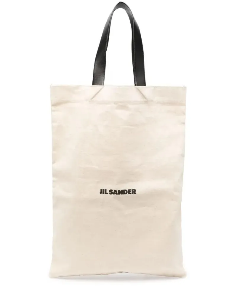 Jil Sander Totes White  Logo-Print Bag Weiß