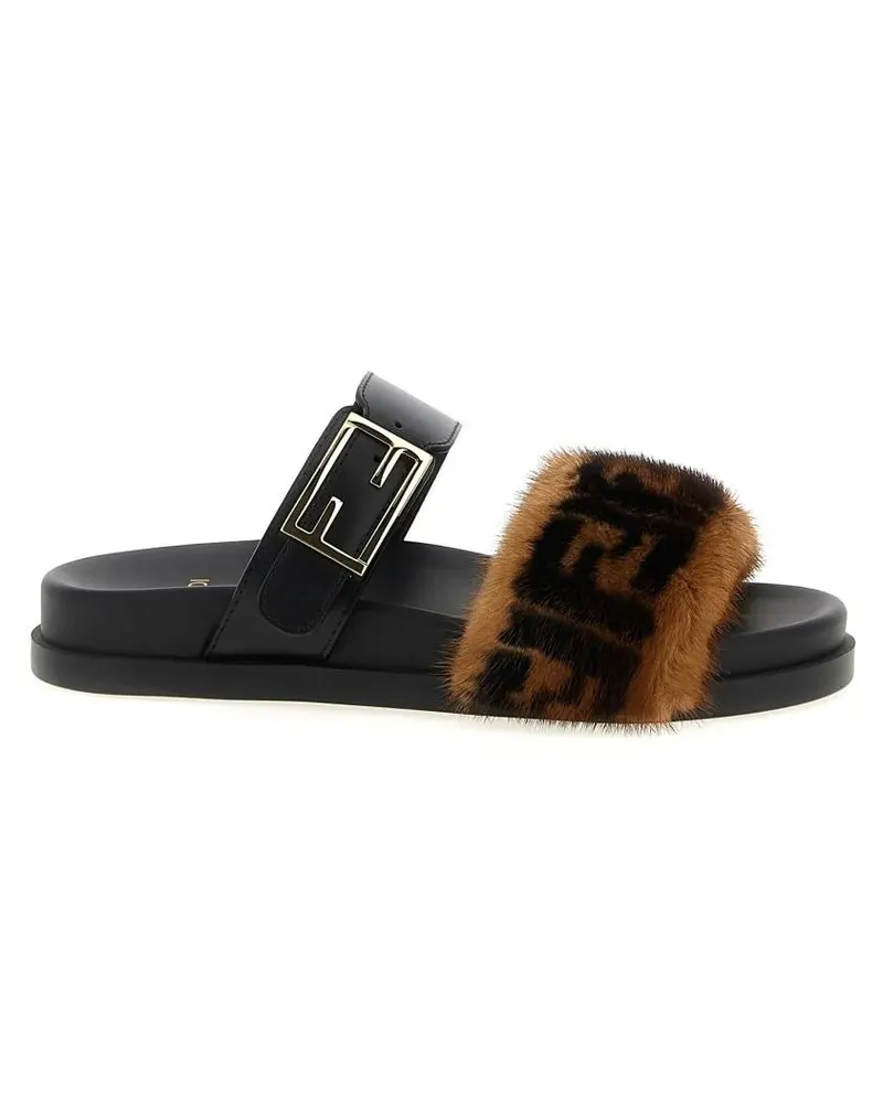 Fendi Sandalen ' Feel' Slides schwarz Schwarz