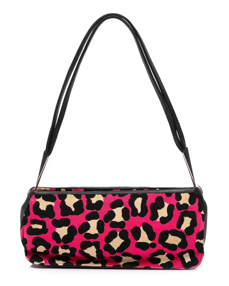 Bottega Veneta Hobo Bags Leopard Print Canvas Shoulder Bag rosa Gold