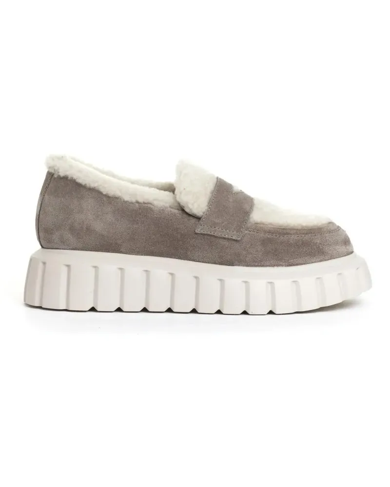 Voile Blanche Taupe Suede Moccasin With Eco-Fur Accents beige Beige