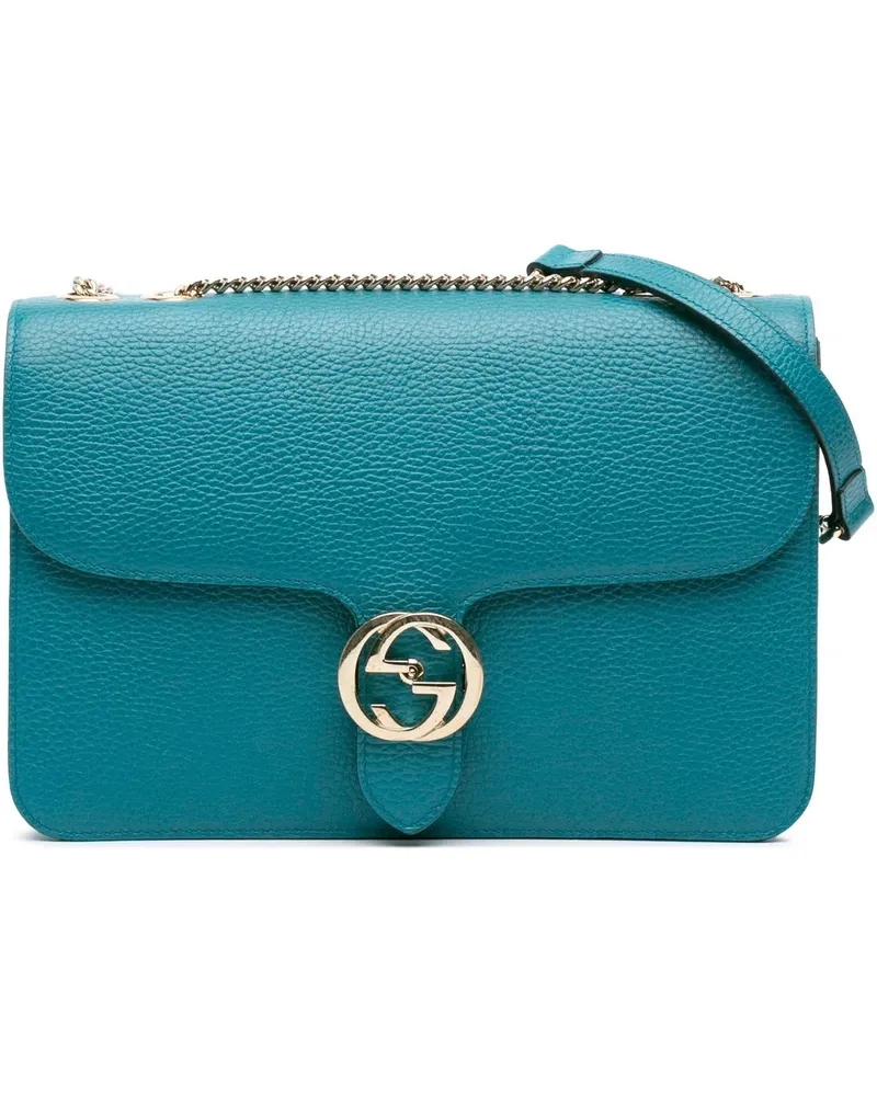 Gucci Hobo Bags Medium Dollar Calfskin Interlocking G Crossbody blau Blau