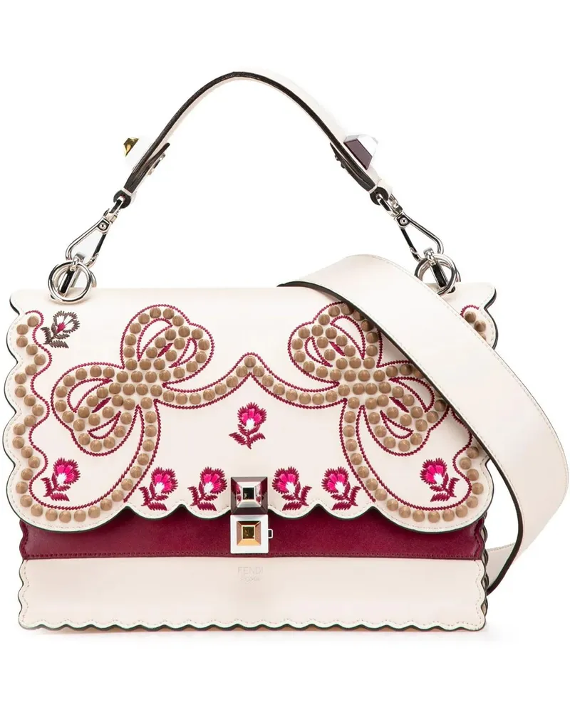 Fendi Hobo Bags Medium Vitello Liberty Lucido Flowers and Bows Sca braun Braun