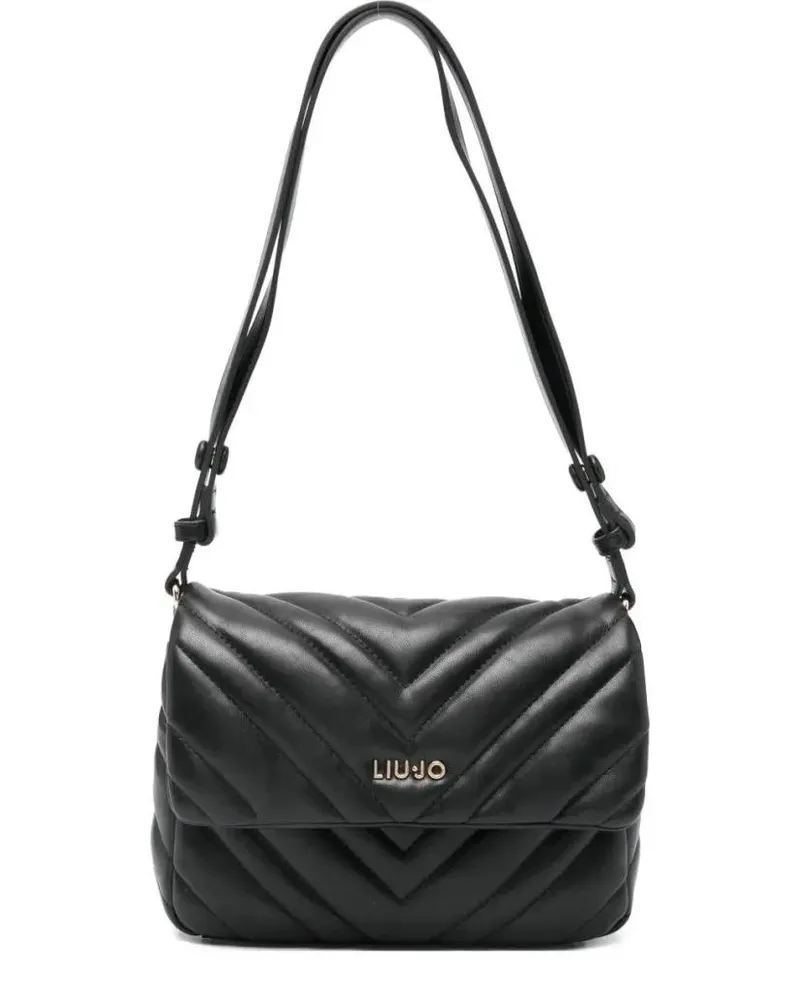 Liu Jo Hobo Bags Chevron-Quilted Shoulder Bag With Metallic Logo schwarz Schwarz