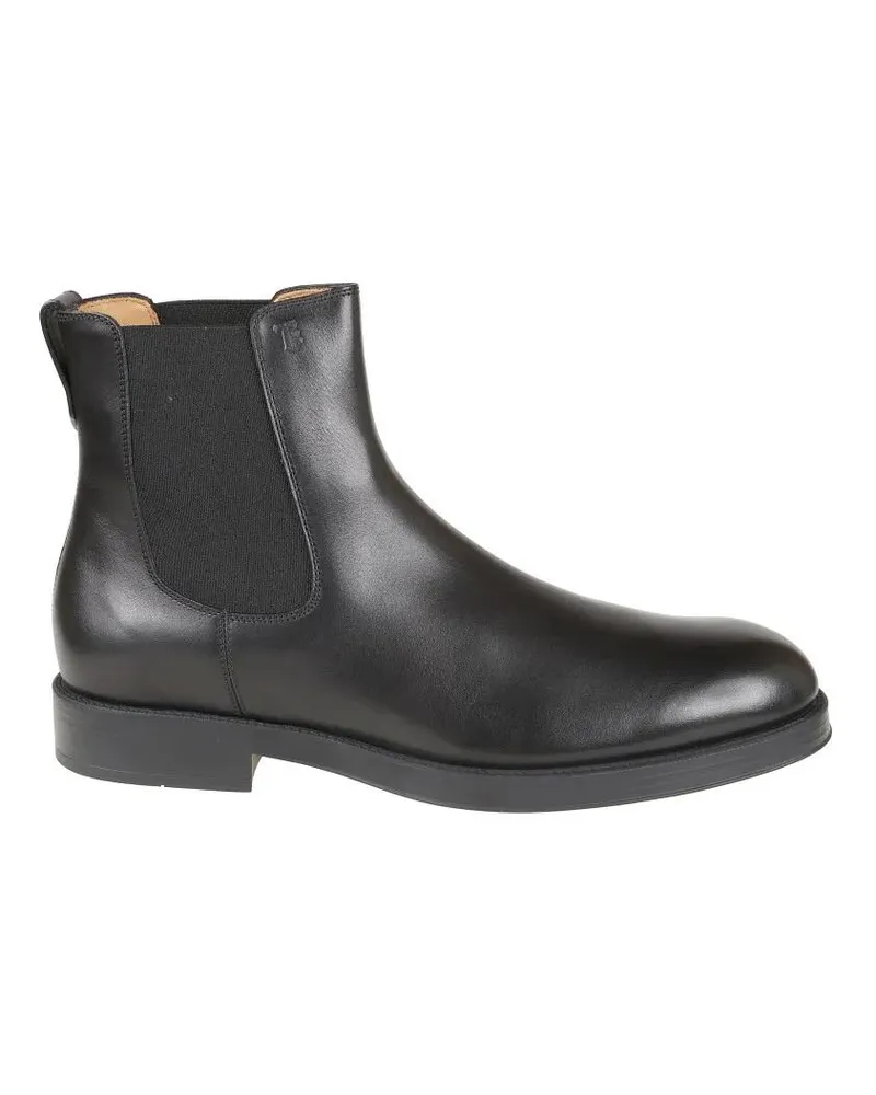 TOD'S Stiefel Smooth Leather Ankle Boots With Elastic Side Panel schwarz Schwarz