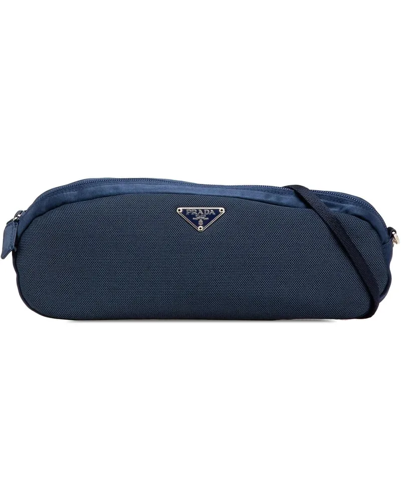 Prada Hobo Bags 2000-2013 Satin Trimmed Mesh Shoulder Bag blau Blau