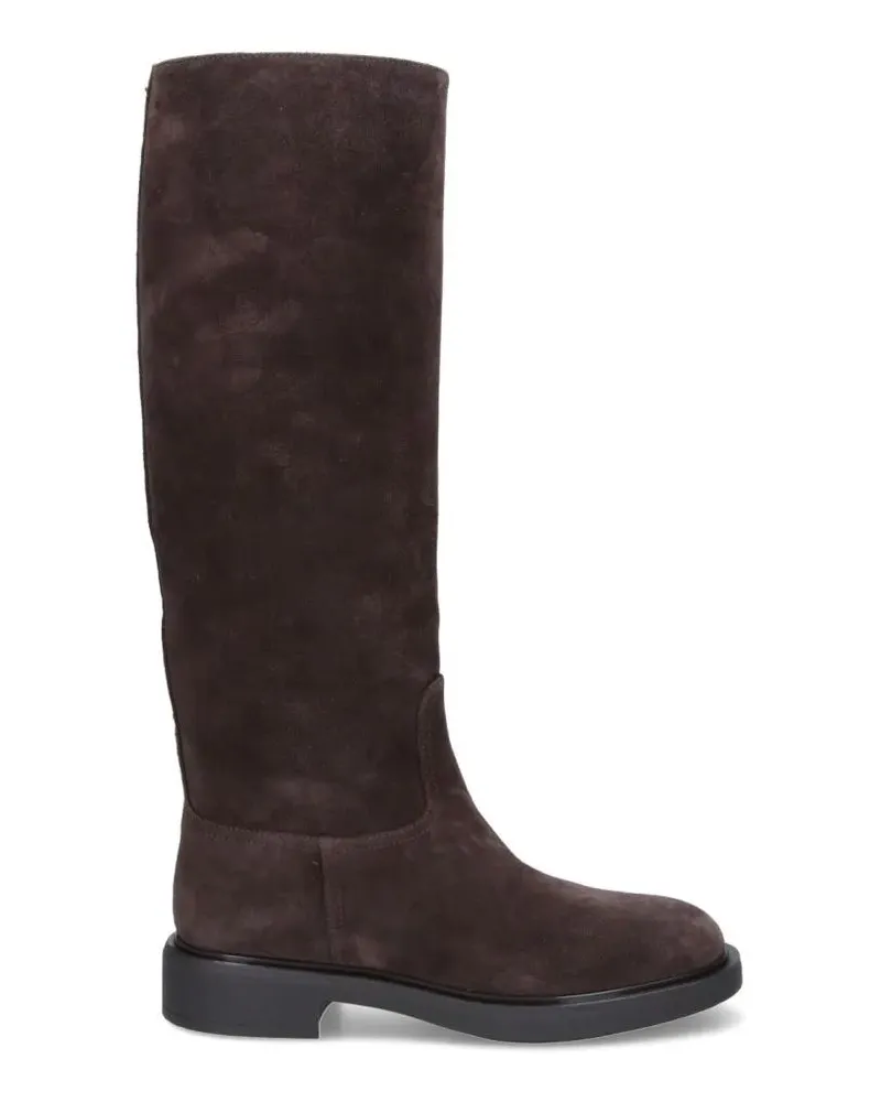 Gianvito Rossi Stiefel Knee-High Suede Boots With Rounded Toe braun Braun