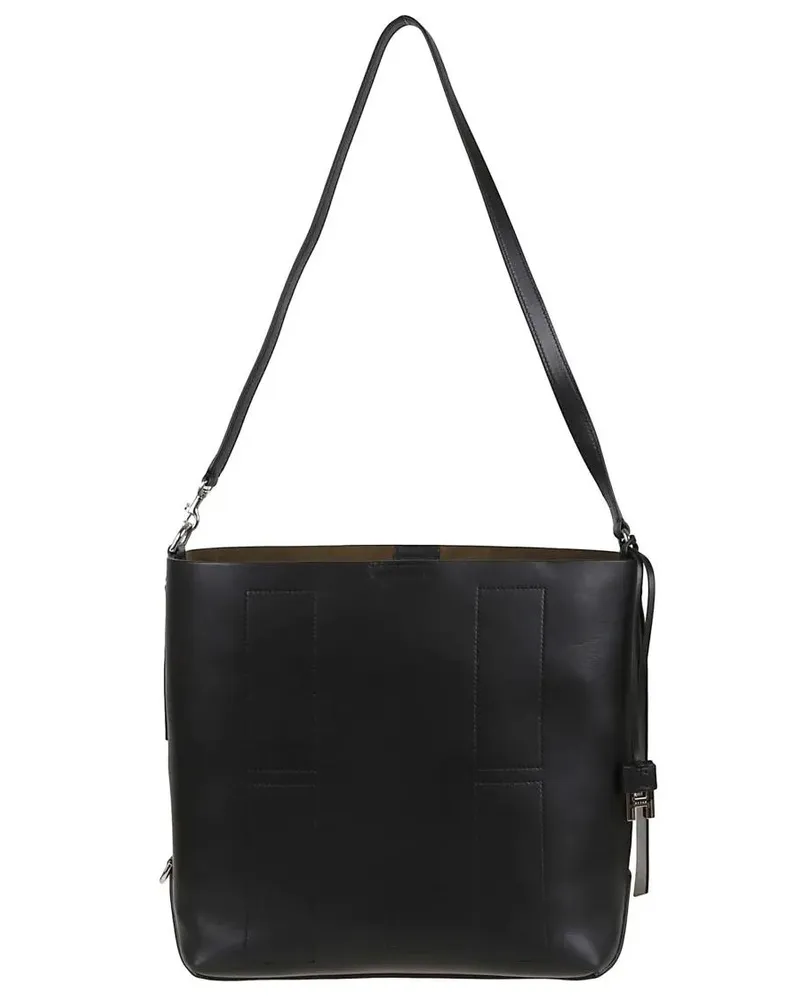 Hogan Hobo Bags Minimalist Black Leather Shoulder Bag schwarz Schwarz