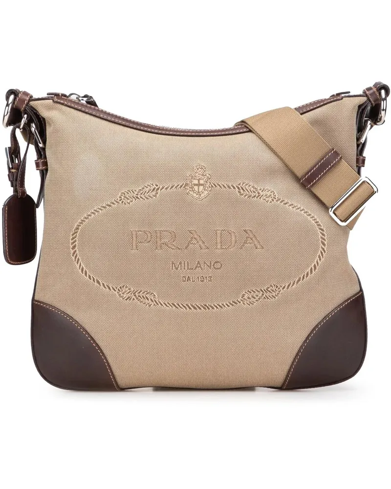 Prada Hobo Bags Canvas Canapa Logo Crossbody braun Braun